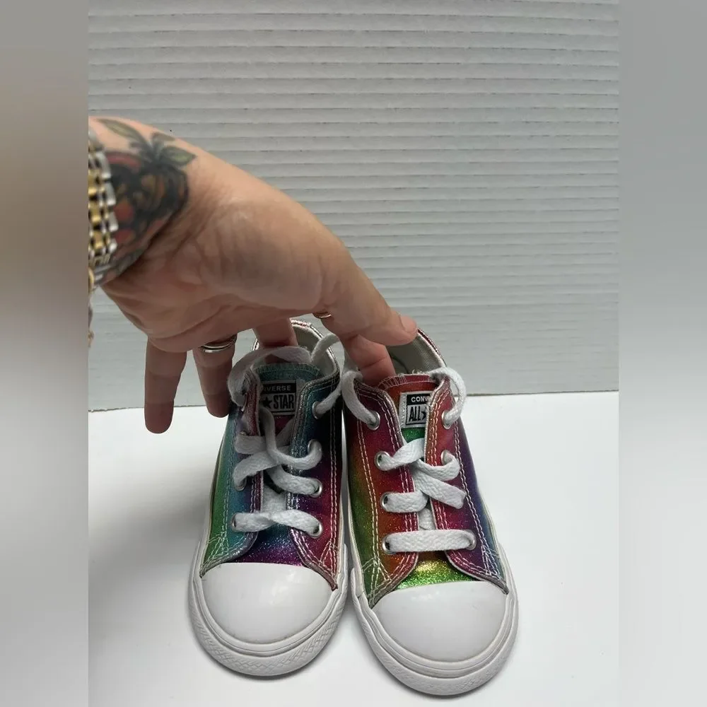 Converse All Star Rainbow Metallic‎ Glitter Sneakers –Size 7